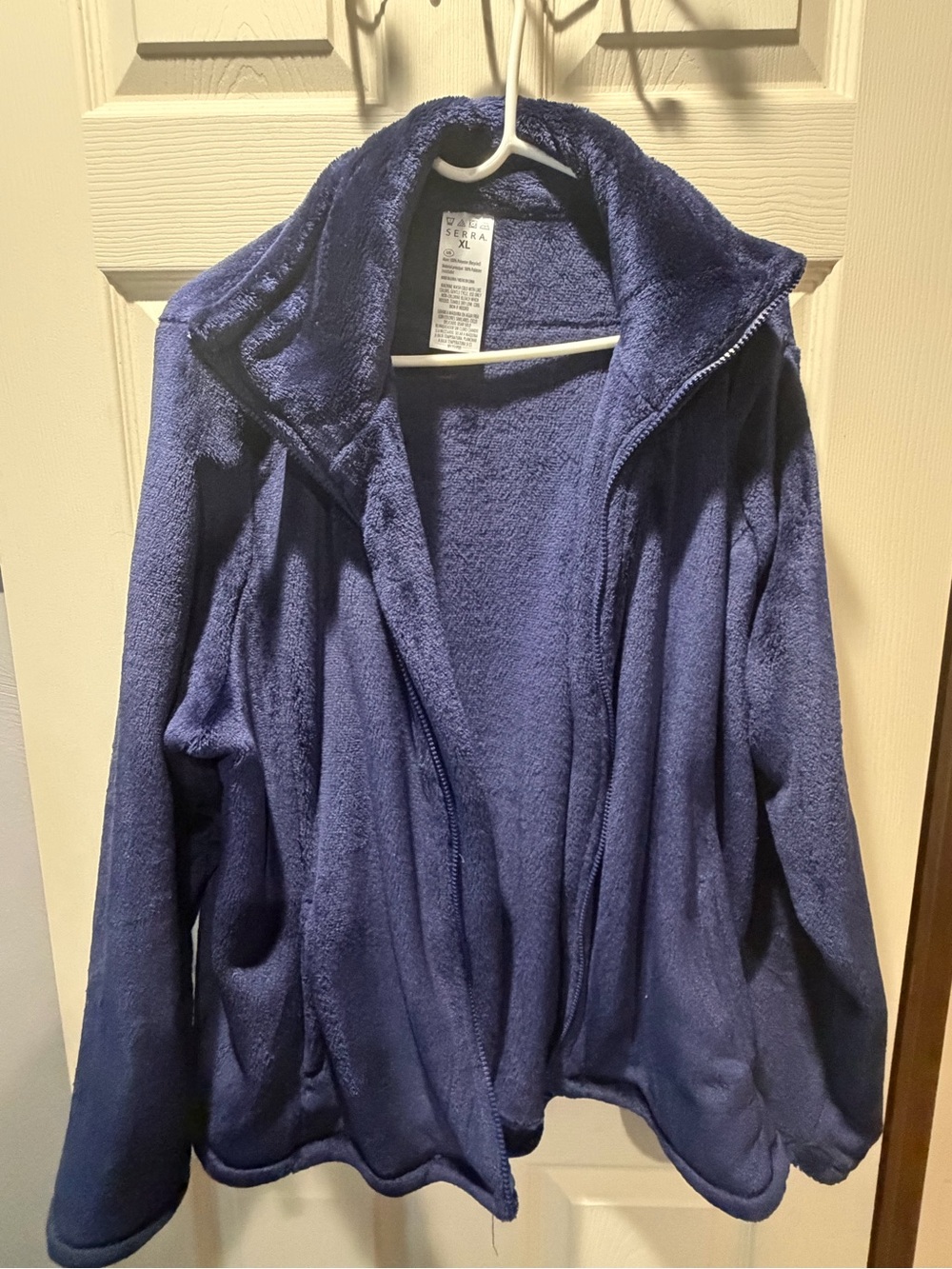 Serra Plush Full-Zip Teddy Jacket in Navy